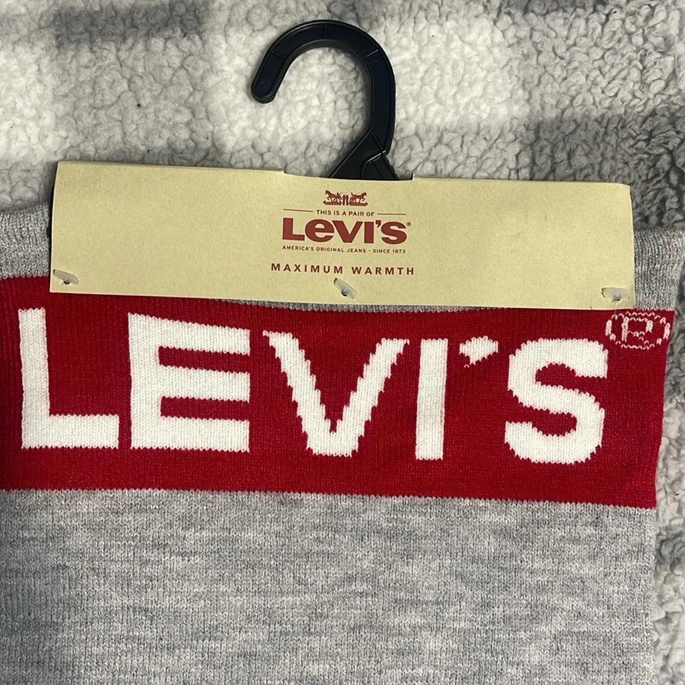 Levi's Bold Red and Gray Knit Scarf